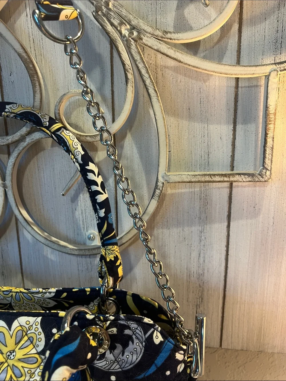 Vera Bradley Navy, Yellow & White Quilted Paisley Shoulder Bag NWT